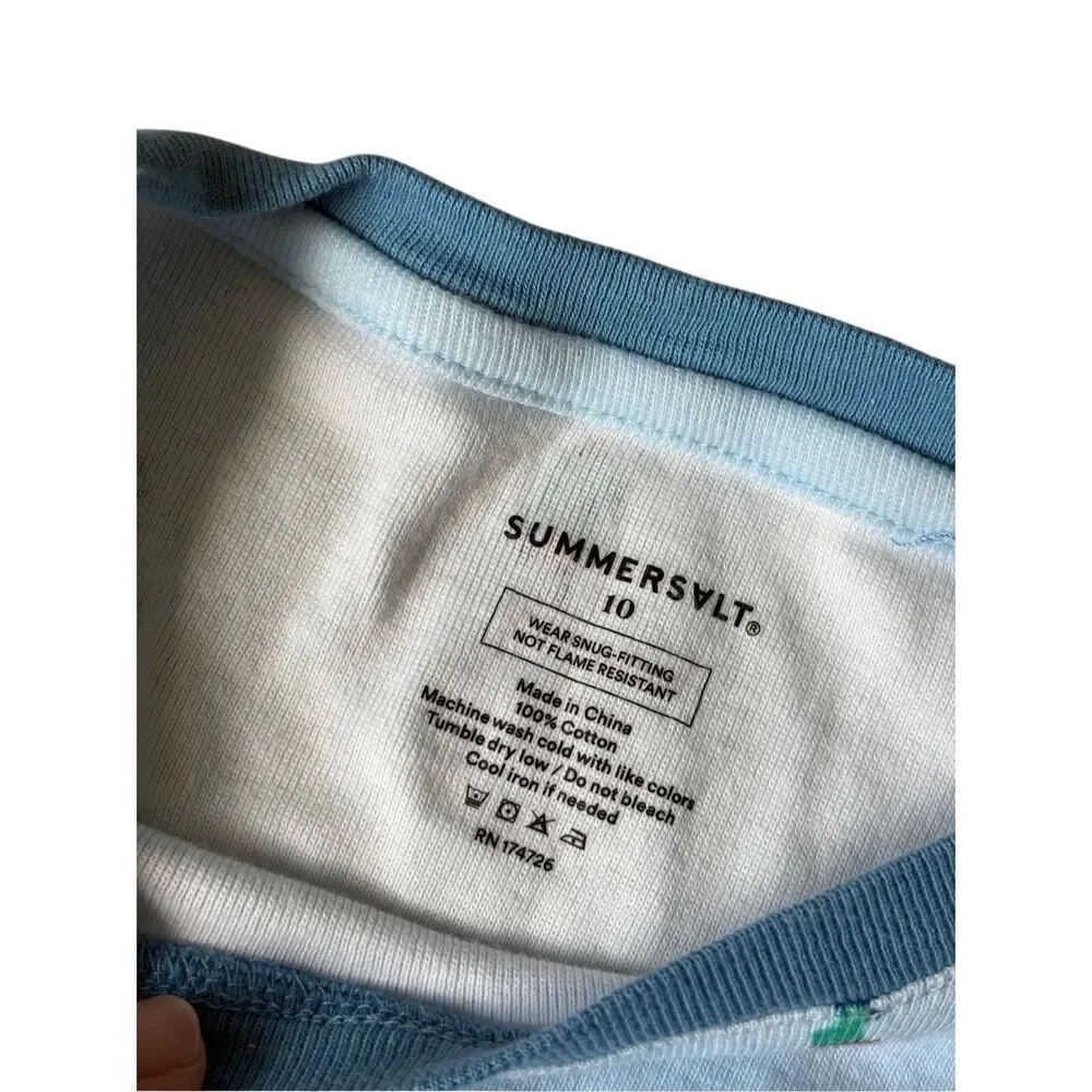 Summersalt Unisex Kids Pajamas Set size‎ 10 Christmas Cotton Blue